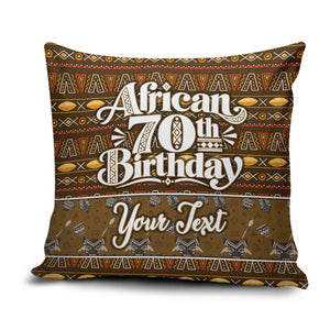 Personalized African 70th Birthday Pillow Cover Tribal Pattern Mudcloth Heritage Art