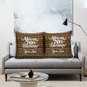 Personalized African 70th Birthday Pillow Cover Tribal Pattern Mudcloth Heritage Art
