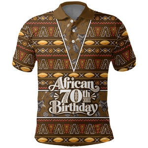 Personalized African 70th Birthday Polo Shirt Tribal Pattern Mudcloth Heritage Art