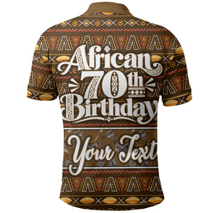 Personalized African 70th Birthday Polo Shirt Tribal Pattern Mudcloth Heritage Art
