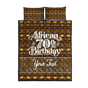 Personalized African 70th Birthday Quilt Bed Set Tribal Pattern Mudcloth Heritage Art