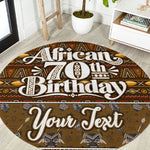 Personalized African 70th Birthday Round Carpet Tribal Pattern Mudcloth Heritage Art