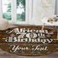 Personalized African 70th Birthday Round Carpet Tribal Pattern Mudcloth Heritage Art
