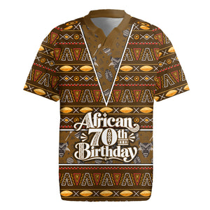 Personalized African 70th Birthday Rugby Jersey Tribal Pattern Mudcloth Heritage Art