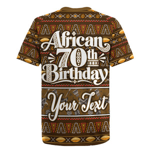 Personalized African 70th Birthday Rugby Jersey Tribal Pattern Mudcloth Heritage Art