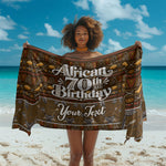 Personalized African 70th Birthday Sarong Tribal Pattern Mudcloth Heritage Art