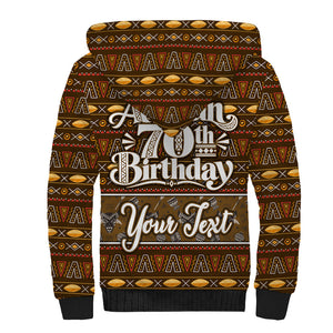 Personalized African 70th Birthday Sherpa Hoodie Tribal Pattern Mudcloth Heritage Art