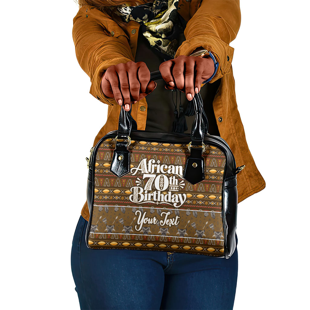 Personalized African 70th Birthday Shoulder Handbag Tribal Pattern Mudcloth Heritage Art