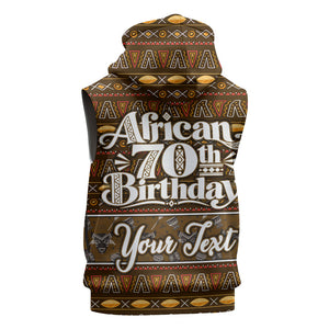 Personalized African 70th Birthday Sleeveless Hoodie Tribal Pattern Mudcloth Heritage Art