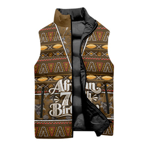 Personalized African 70th Birthday Sleeveless Puffer Jacket Tribal Pattern Mudcloth Heritage Art