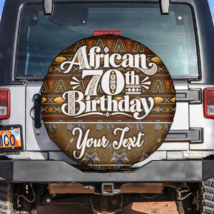 Personalized African 70th Birthday Spare Tire Cover Tribal Pattern Mudcloth Heritage Art