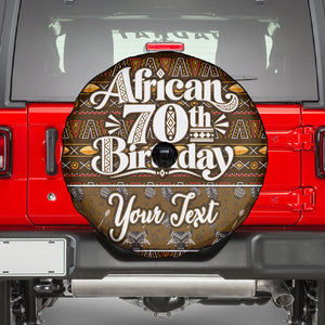 Personalized African 70th Birthday Spare Tire Cover Tribal Pattern Mudcloth Heritage Art