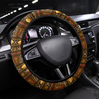 African 70th Birthday Steering Wheel Cover Tribal Pattern Mudcloth Heritage Art