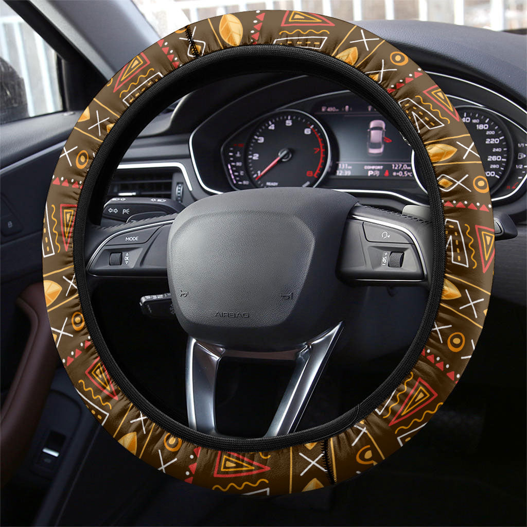 African 70th Birthday Steering Wheel Cover Tribal Pattern Mudcloth Heritage Art