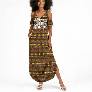Personalized African 70th Birthday Summer Maxi Dress Tribal Pattern Mudcloth Heritage Art