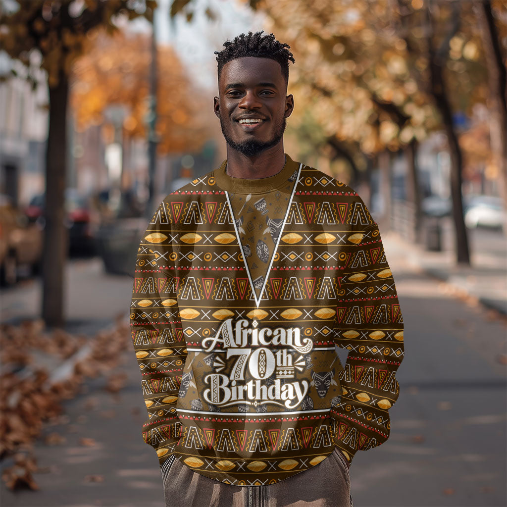 Personalized African 70th Birthday Sweatshirt Tribal Pattern Mudcloth Heritage Art