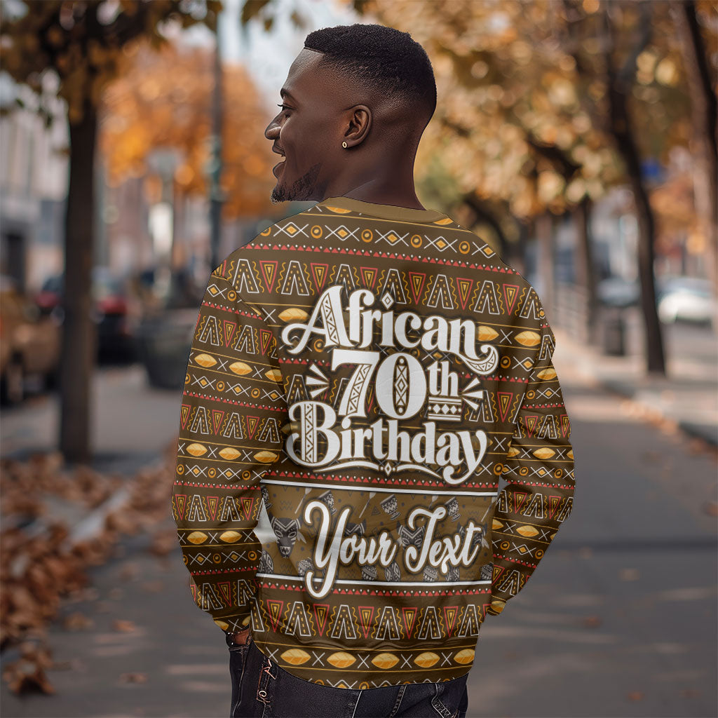 Personalized African 70th Birthday Sweatshirt Tribal Pattern Mudcloth Heritage Art
