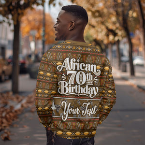 Personalized African 70th Birthday Sweatshirt Tribal Pattern Mudcloth Heritage Art