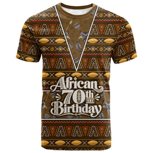 Personalized African 70th Birthday T shirt Tribal Pattern Mudcloth Heritage Art