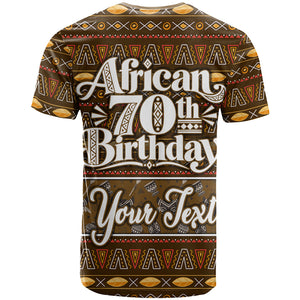 Personalized African 70th Birthday T shirt Tribal Pattern Mudcloth Heritage Art
