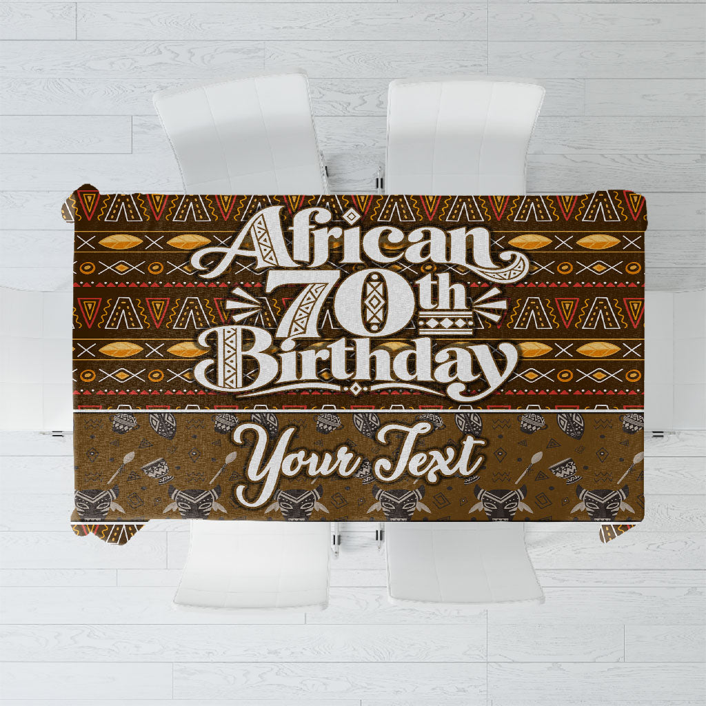 Personalized African 70th Birthday Tablecloth Tribal Pattern Mudcloth Heritage Art