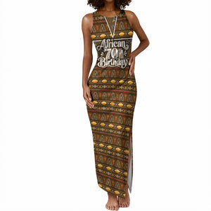 Personalized African 70th Birthday Tank Maxi Dress Tribal Pattern Mudcloth Heritage Art
