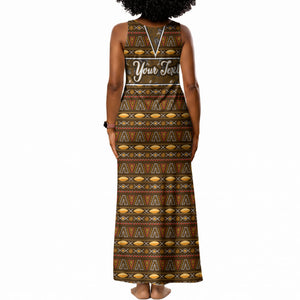 Personalized African 70th Birthday Tank Maxi Dress Tribal Pattern Mudcloth Heritage Art