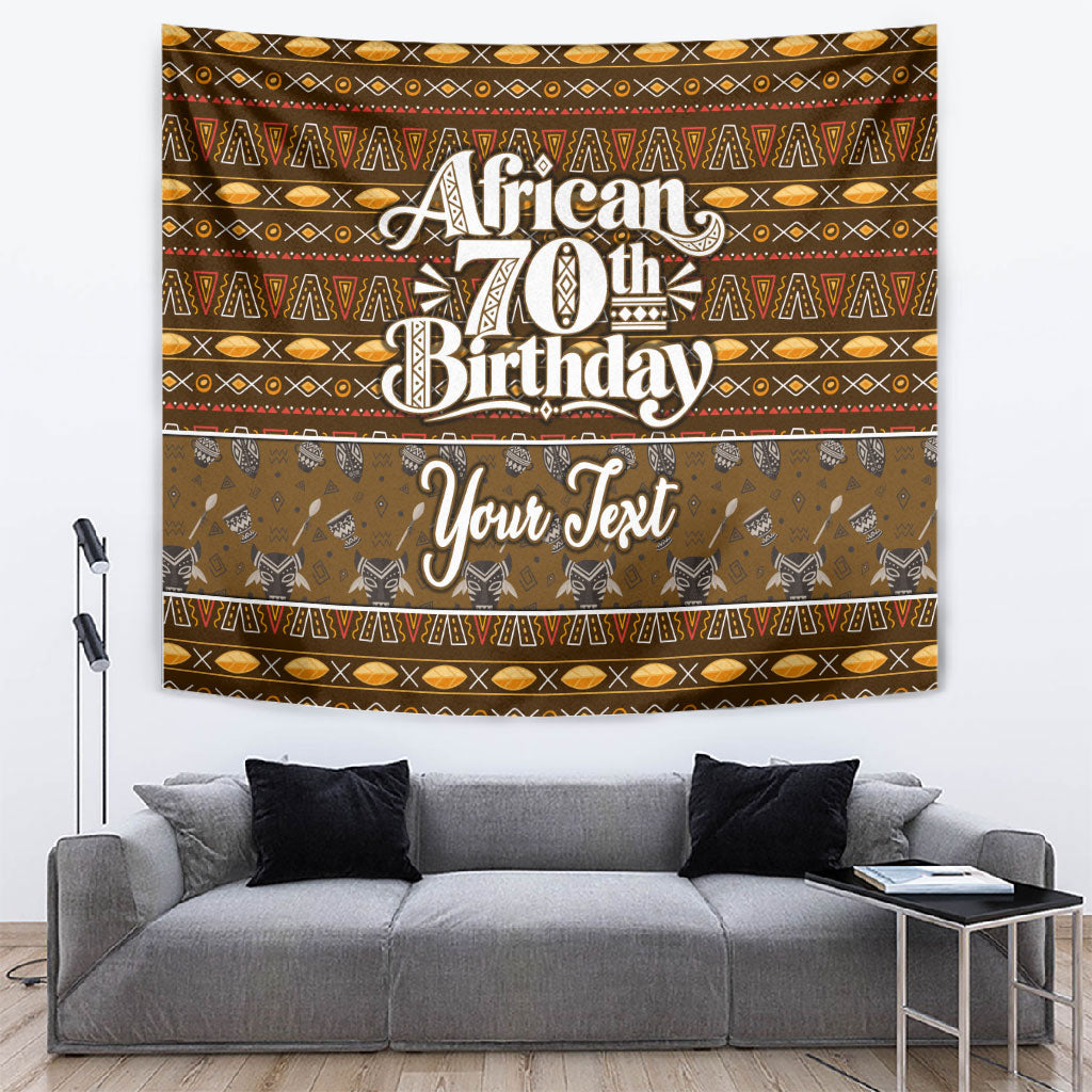 Personalized African 70th Birthday Tapestry Tribal Pattern Mudcloth Heritage Art