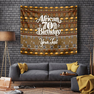 Personalized African 70th Birthday Tapestry Tribal Pattern Mudcloth Heritage Art