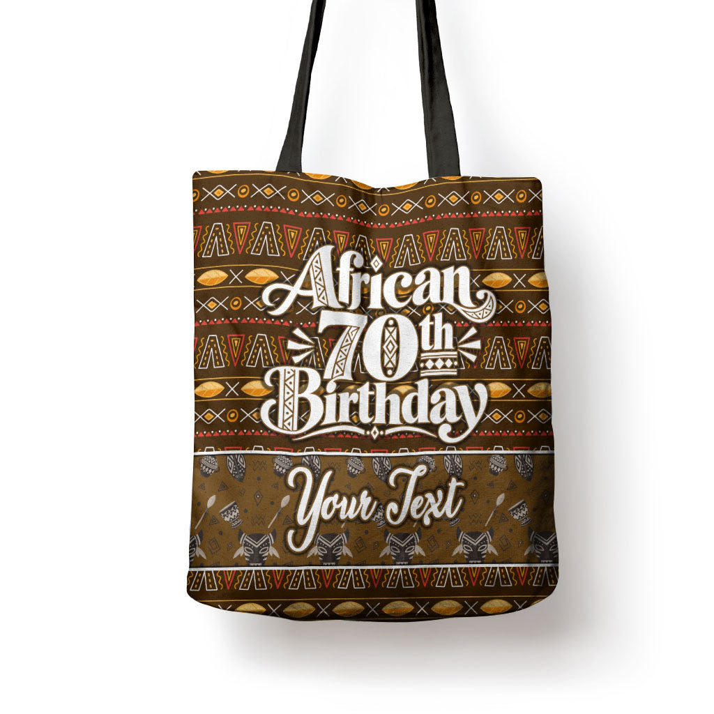 Personalized African 70th Birthday Tote Bag Tribal Pattern Mudcloth Heritage Art