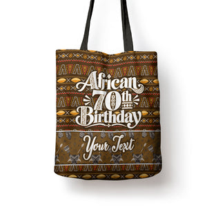 Personalized African 70th Birthday Tote Bag Tribal Pattern Mudcloth Heritage Art