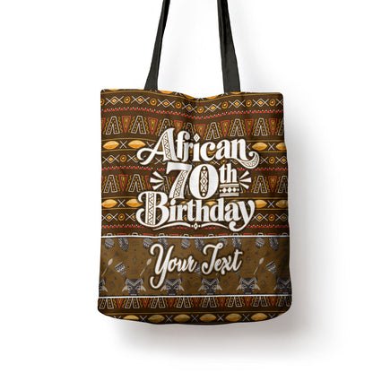 Personalized African 70th Birthday Tote Bag Tribal Pattern Mudcloth Heritage Art