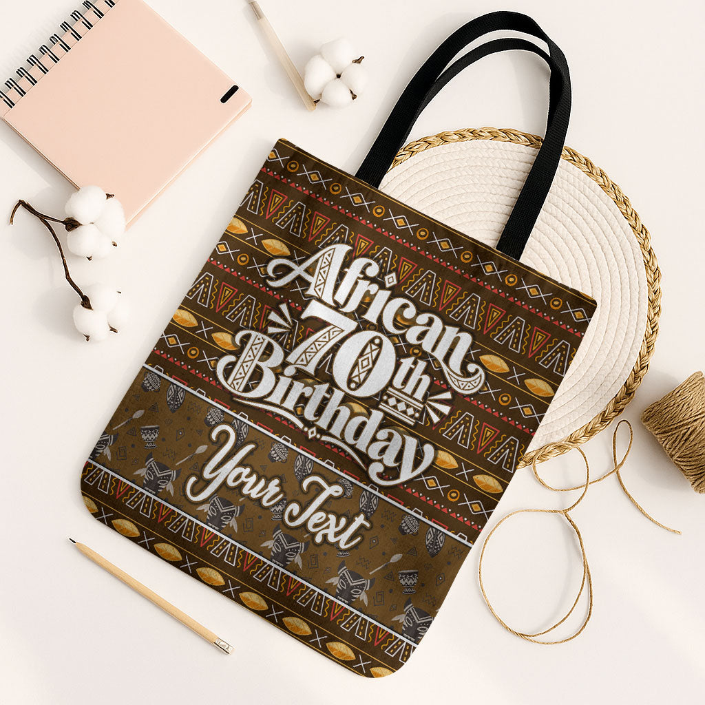 Personalized African 70th Birthday Tote Bag Tribal Pattern Mudcloth Heritage Art