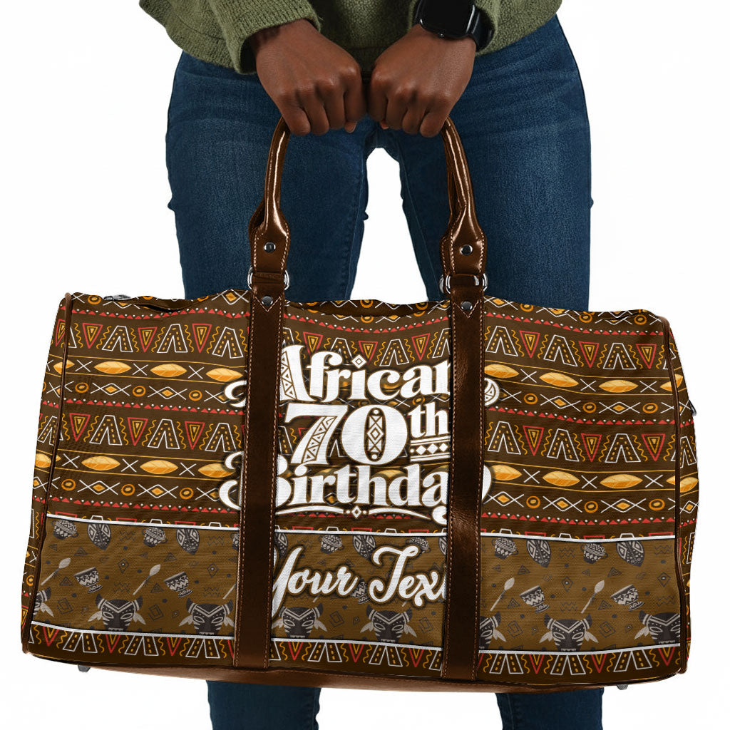 Personalized African 70th Birthday Travel Bag Tribal Pattern Mudcloth Heritage Art