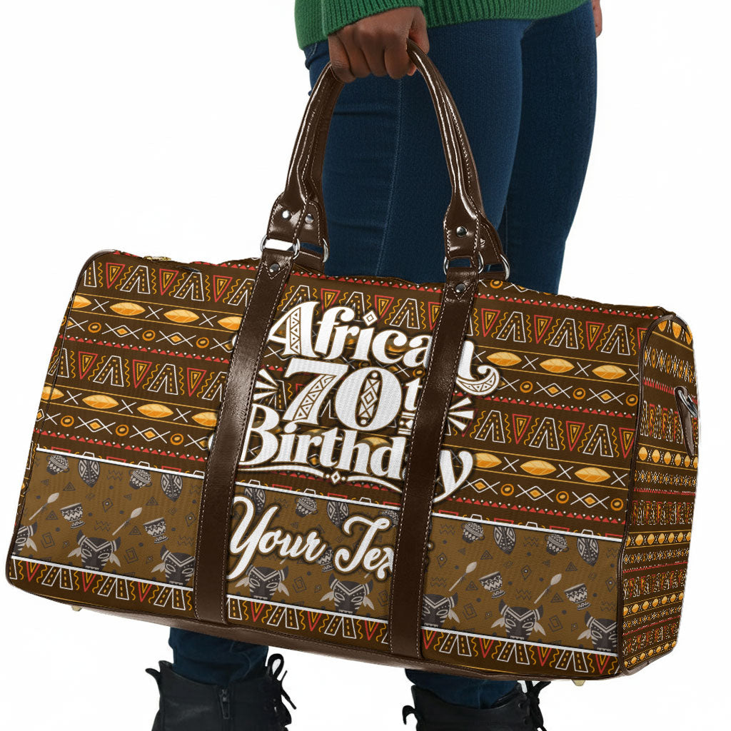 Personalized African 70th Birthday Travel Bag Tribal Pattern Mudcloth Heritage Art