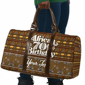 Personalized African 70th Birthday Travel Bag Tribal Pattern Mudcloth Heritage Art