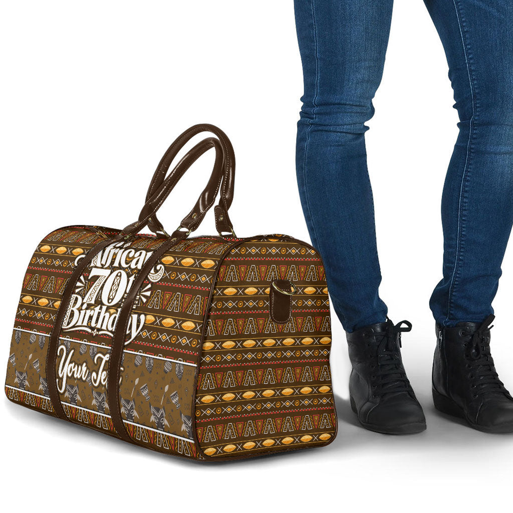 Personalized African 70th Birthday Travel Bag Tribal Pattern Mudcloth Heritage Art