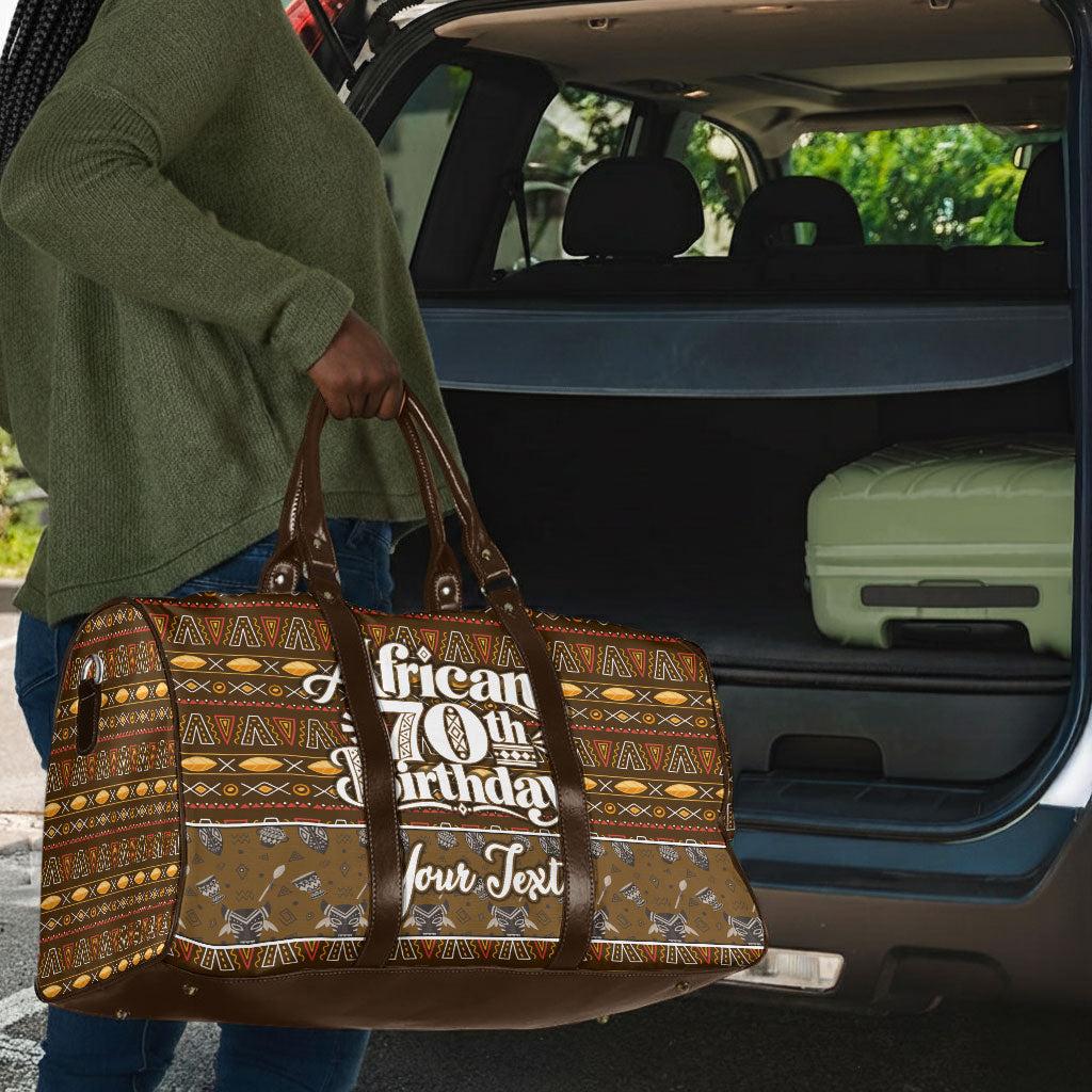 Personalized African 70th Birthday Travel Bag Tribal Pattern Mudcloth Heritage Art