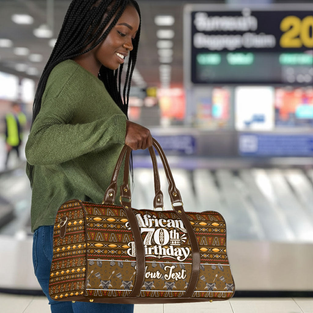 Personalized African 70th Birthday Travel Bag Tribal Pattern Mudcloth Heritage Art