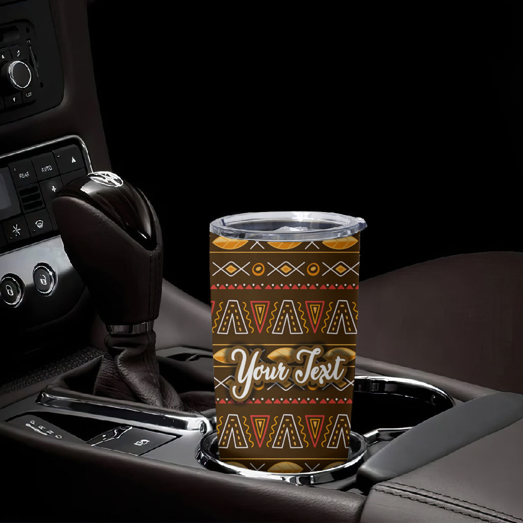 Personalized African 70th Birthday Tumbler Cup Tribal Pattern Mudcloth Heritage Art