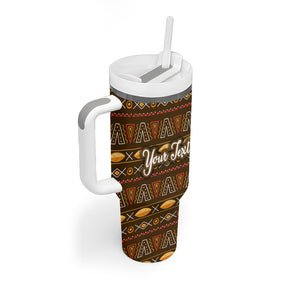 Personalized African 70th Birthday Tumbler With Handle Tribal Pattern Mudcloth Heritage Art