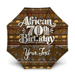 Personalized African 70th Birthday Umbrella Tribal Pattern Mudcloth Heritage Art