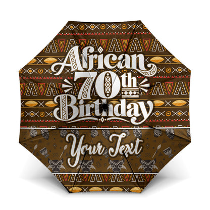 Personalized African 70th Birthday Umbrella Tribal Pattern Mudcloth Heritage Art