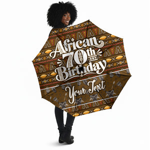 Personalized African 70th Birthday Umbrella Tribal Pattern Mudcloth Heritage Art