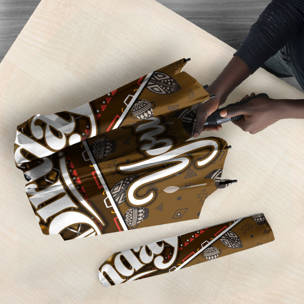Personalized African 70th Birthday Umbrella Tribal Pattern Mudcloth Heritage Art
