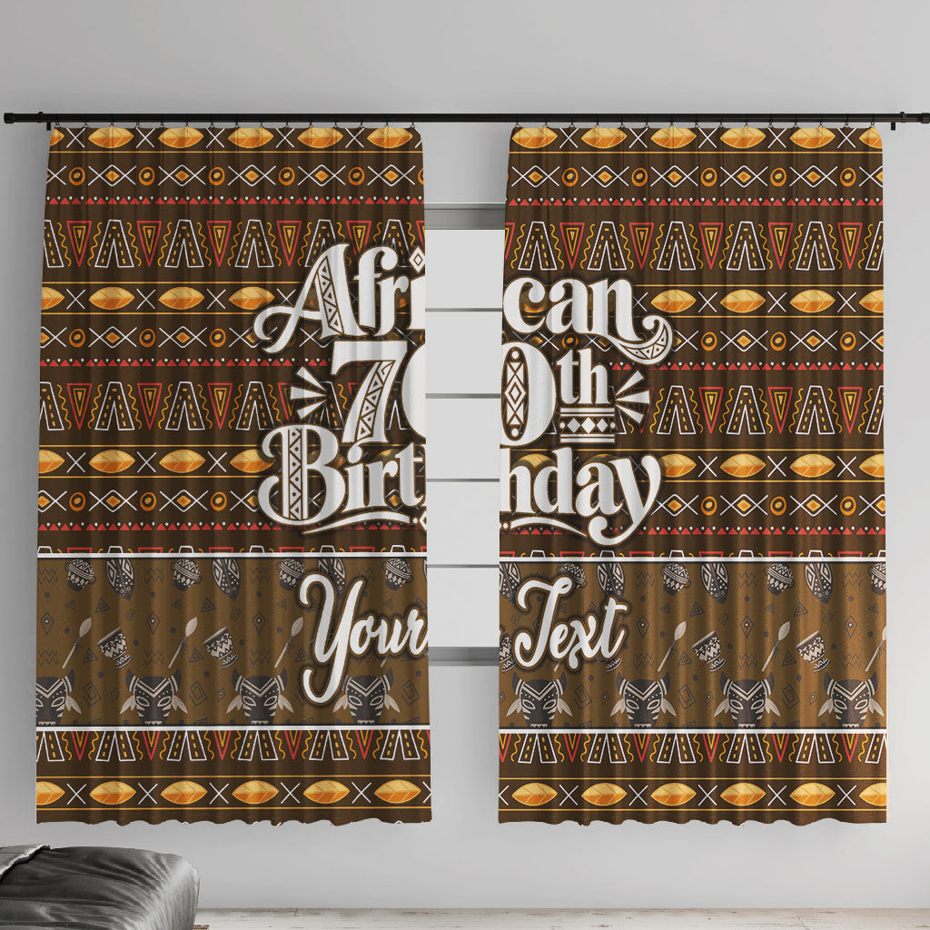 Personalized African 70th Birthday Window Curtain Tribal Pattern Mudcloth Heritage Art