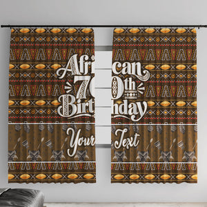 Personalized African 70th Birthday Window Curtain Tribal Pattern Mudcloth Heritage Art