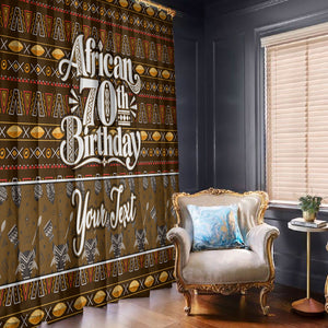 Personalized African 70th Birthday Window Curtain Tribal Pattern Mudcloth Heritage Art