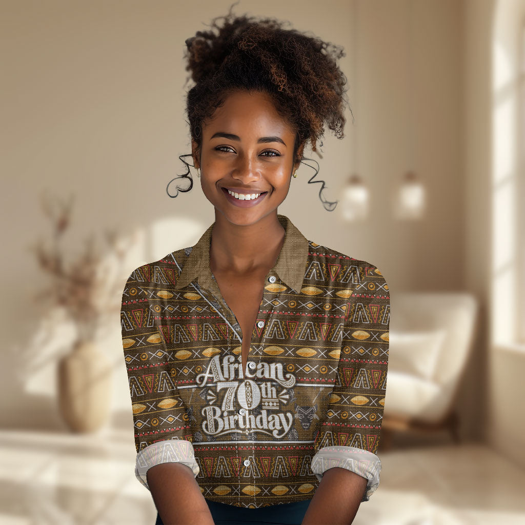 Personalized African 70th Birthday Women Casual Shirt Tribal Pattern Mudcloth Heritage Art