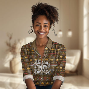 Personalized African 70th Birthday Women Casual Shirt Tribal Pattern Mudcloth Heritage Art